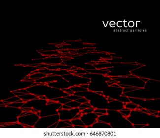 Vector futuristic background with red abstract particles.