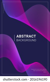 Vector Futuristic Banner Design with Pink and Purple 3d Line Decoration. Modern Abstract Flowing Elements. Dark Blue Background. Text.
