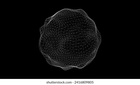 Vektorfuturistische schwarze Kugel von Teilchen und Linien. Netzwerk-Verbindung Big Data. Abstrakte Technologie, Hintergrund.