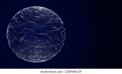 Vector futuristic blue sphere of particles and lines. Network connection big data. Abstract technology background.