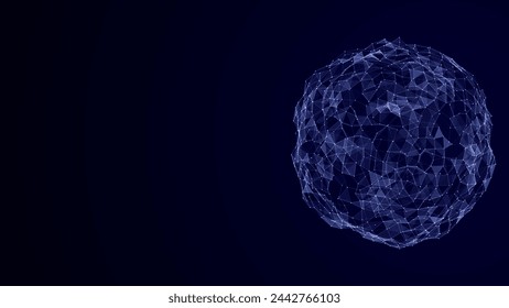 Vektor futuristische blaue Kugel von Partikeln und Linien. Netzwerkverbindung - Big Data. Abstrakter Technologiehintergrund.