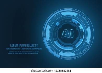Vector futuristic circle circuit board blue light artificial intelligence concept. Technology abstract background.