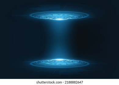 Vector futuristic circle circuit board blue light. Technology abstract background.
