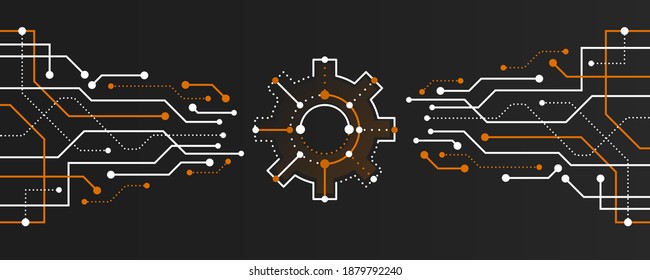 Vector futuristic circuit board. Computer, internet connection. Template for hi-tech banner or presentation. Abstract modern digital data.