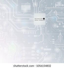 Vector futuristic circuit board illustration. Abstract technology. Microchip background.