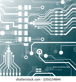Vector futuristic circuit board illustration. Abstract technology. Microchip background.