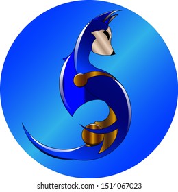 Vector of a futuristic Cyborg Fox, with simple armor, shadows and lights, gradient background