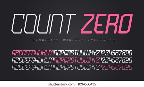 Vector futuristic display font design, alphabet, character set, typeface, typography, letters and numbers. Swatch color control.