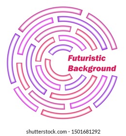 Vector futuristic element in the form of colored half rings on a white background.