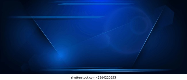 Vector futurista, concepto de tecnología energética. Imagen digital de rayos de luz, líneas rayadas con luz azul, velocidad y desenfoque de movimiento en un fondo azul oscuro.