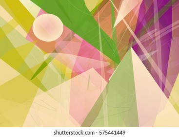 Vector futuristic geometrical mountain scene. Imaginary landscape. Digital creative artwork.