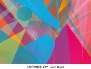 Vector futuristic geometrical mountain scene. Imaginary landscape. Digital creative artwork.