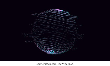 Vector futuristic glitch sphere of particles and lines. Network connection big data. Abstract technology background.