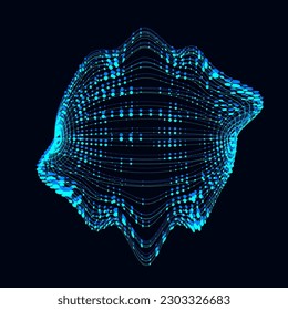 Vector futuristic glitch sphere of particles and lines. Network connection big data. Abstract technology background.