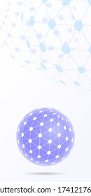 Vector futuristic hight technology background with connected dots and lines. 3D Blue Abstract illustration of polygonal sphere as global network concept. EPS10.