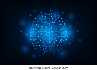 Vector futuristic hologram brain with medical healthcare. Technology abstract graphic of MRI scan interface.