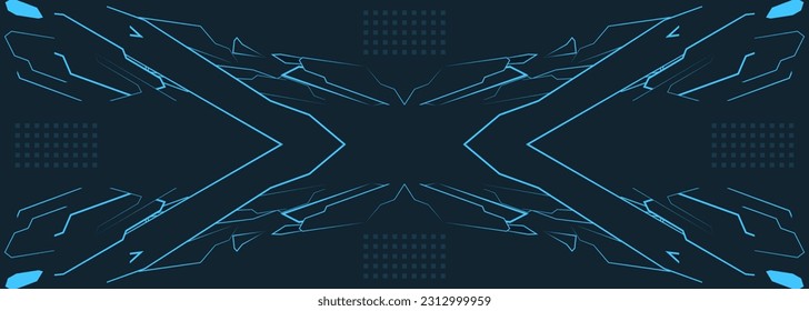 Vector futuristic HUD in Cyberpunk concept. Dark blue control interface screen. Sci-fi, technology futuristic dashboard. Wide cyber abstract background. Vector illustration