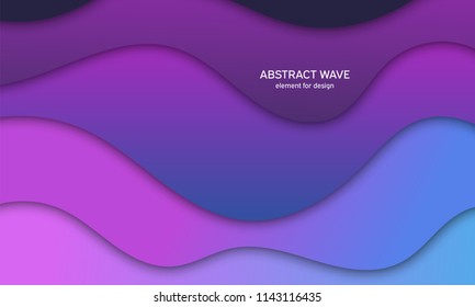 Vector futuristic illustration of bright multi colored wavy paper layers. Abstract creative background with fluid color shapes. Colorful gradient cover design. Material design.