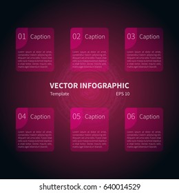 Vector futuristic infographic template on the pink background. Concept with transparent elements.