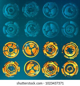 Vector futuristic interface hud design. Set of Circular Design Elements
