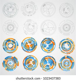 Vector futuristic interface hud design. Set of Circular Design Elements