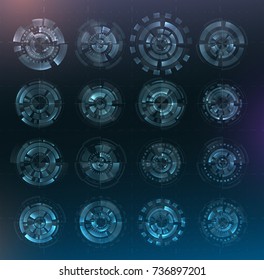 Vector futuristic interface hud design. Set infographic elements.  virtual hologram