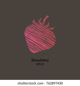 Vector futuristic lined image of Strawberry on the grey background.
