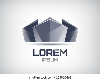 vector futuristic monochrome building icon, logo isolated
