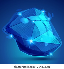 Vector futuristic object with sparkling effect, dimensional textured deformed figure.