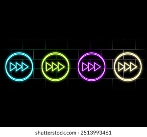 Vector Futuristic Sci Fi Modern Neon Red Glowing Arrow Frame for Banner on Dark Empty Grunge Brick Background. Retro Neon Sign.