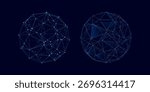 Vector futuristic set blue sphere of particles and lines. Network connection big data. Abstract technology background modrn
