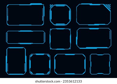 Vector futuristic set digital frame element. Technology HUD sci-fi square shape.