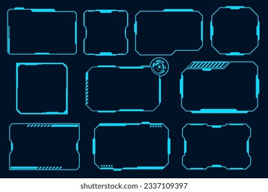 Vector futuristic set hi tech frame element. Technology HUD sci-fi square shape design.