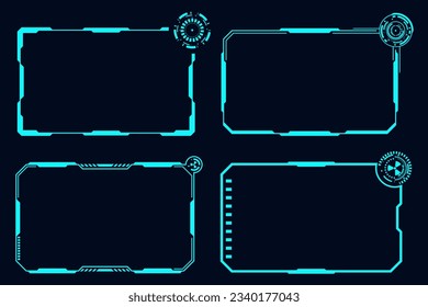 Vector futuristic set hi tech frame element. Technology HUD sci-fi square shape.