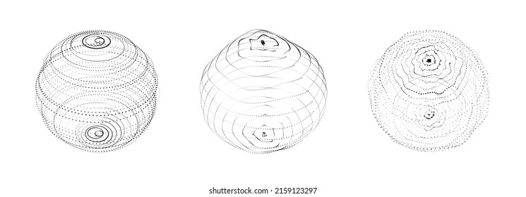 Vector futuristic set white sphere of particles. Network connection big data. Abstract technology background.