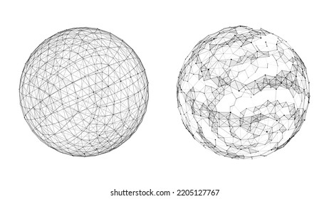 Vektor futuristische Set weißen Kugel von Teilchen und Linien. Netzwerk-Verbindung Big Data. Abstrakte Technologie, Hintergrund.
