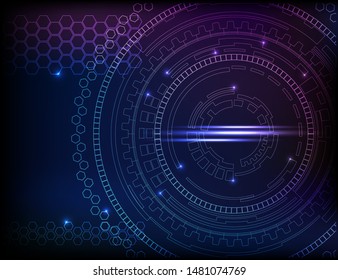 Vector futuristic techno background, HUD ring with hexagons.
