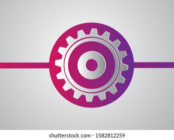 Vector futuristic technology, 3d white paper gear wheel on paper art. Illustration hi-tech, engineering, digital telecoms concept. With space for content, web- template, business tech presentation