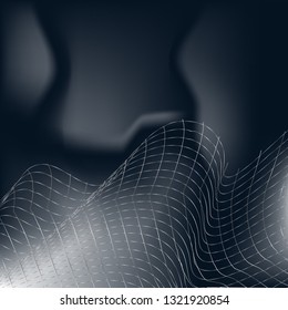 Vector of futuristic technology background with metalic wavy lines and abstract shapes