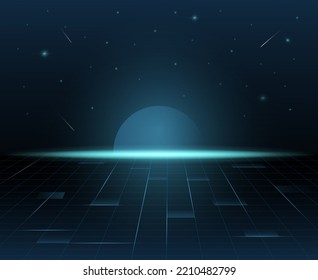 Vector futuristic technology background , starry sky , neon style