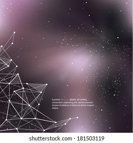 Vector futuristic template with universe background. Colorful template with place for your content. 