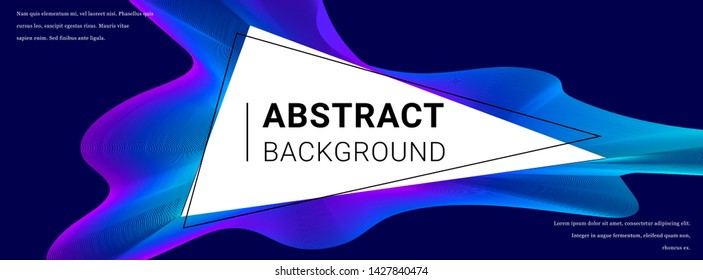 Vector futuristic web banner with abstract neon lines shape and triangle frame for text. Modern poster design.