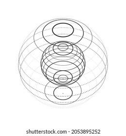 Vector futuristic white sphere of particles and lines. Network connection big data. Abstract technology background.