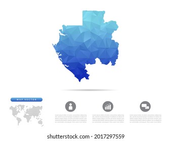 Vector Gabon map blue polygon triangle mosaic for presentation. Creative concept for infographic.