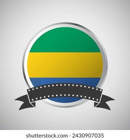 Vector Gabon Round Flag Banner Vector Illustration