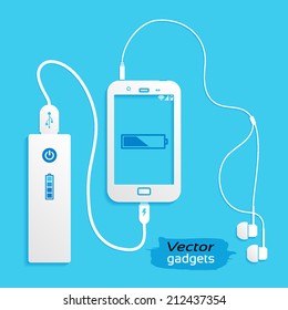 Vector gadgets, flat icon isolated on a blue background. Power concept background design layout for poster flyer cover brochure, vector illustration