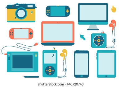 Vector Gadgets. Isolated on a white background. Device flat icons.