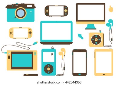 Vector Gadgets. Isolated on a white background. Device flat icons.