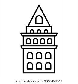 Vector Galata Tower Outline Icon Design
