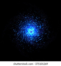 Vector galaxy. Abstract blue twirl .Cosmic element.Blue spiral in space.